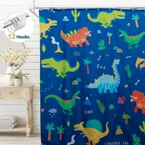 Dznils Kids Shower Curtain with Hooks, Dinosaur  Fabric Bathroom Curtain , 72" x 72", Blue