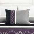 thumbnail image 4 of Chezmoi Collection 7-Piece Purple/Black/Gray/White Modern Stripe Zigzag Embroidery Comforter Set, Oversized King, 4 of 7