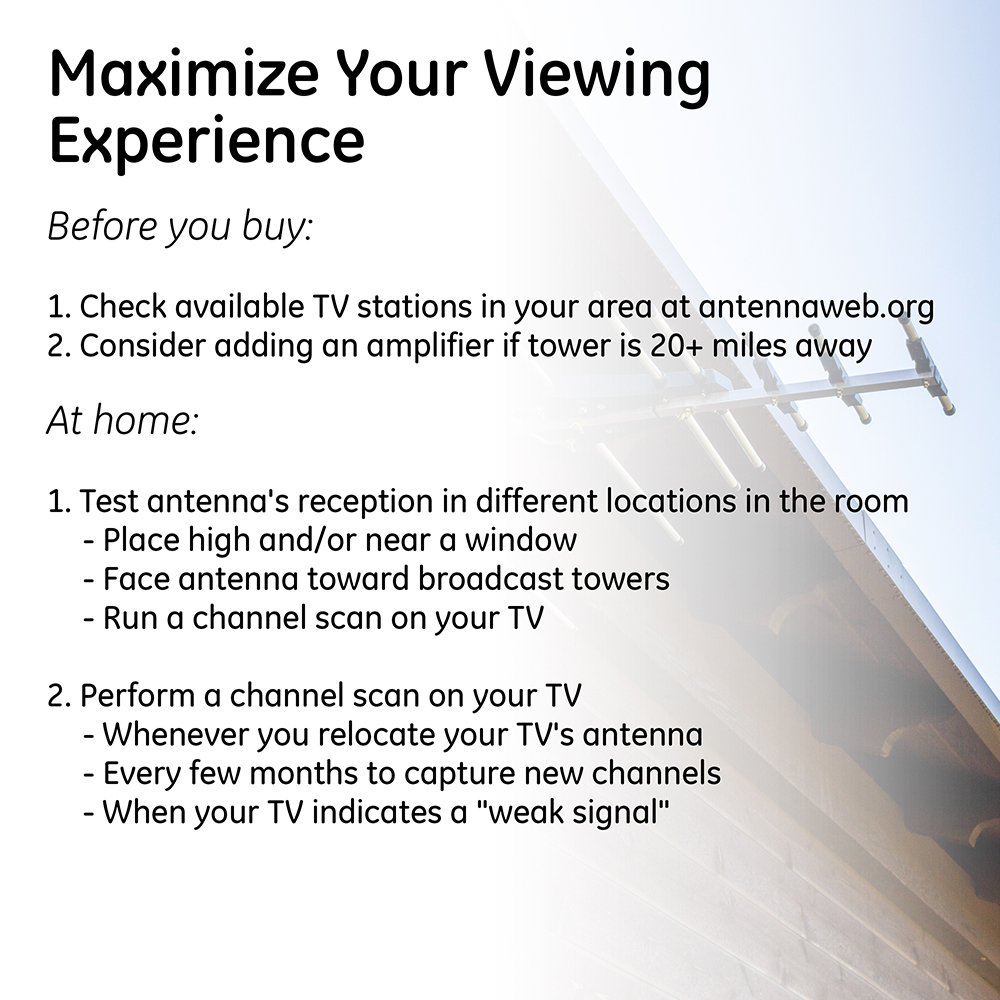 Ge Outdoor Yagi Tv Antenna 80 Mile Range Vhf Uhf 1080p Hd 4k 33685 Walmart Com Walmart Com