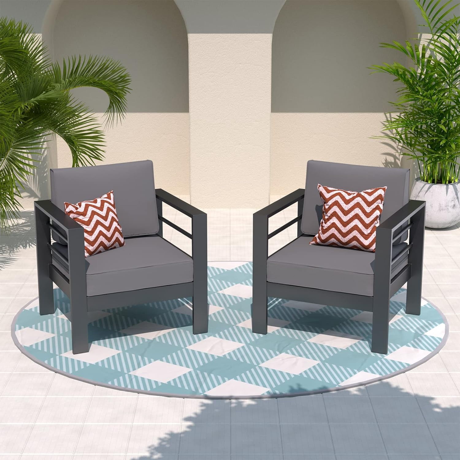 ELPOSUN Waterproof Cover And 5-Inch Olefin Seat Cushion Olefin Fabric And High-Density Sponge Gray