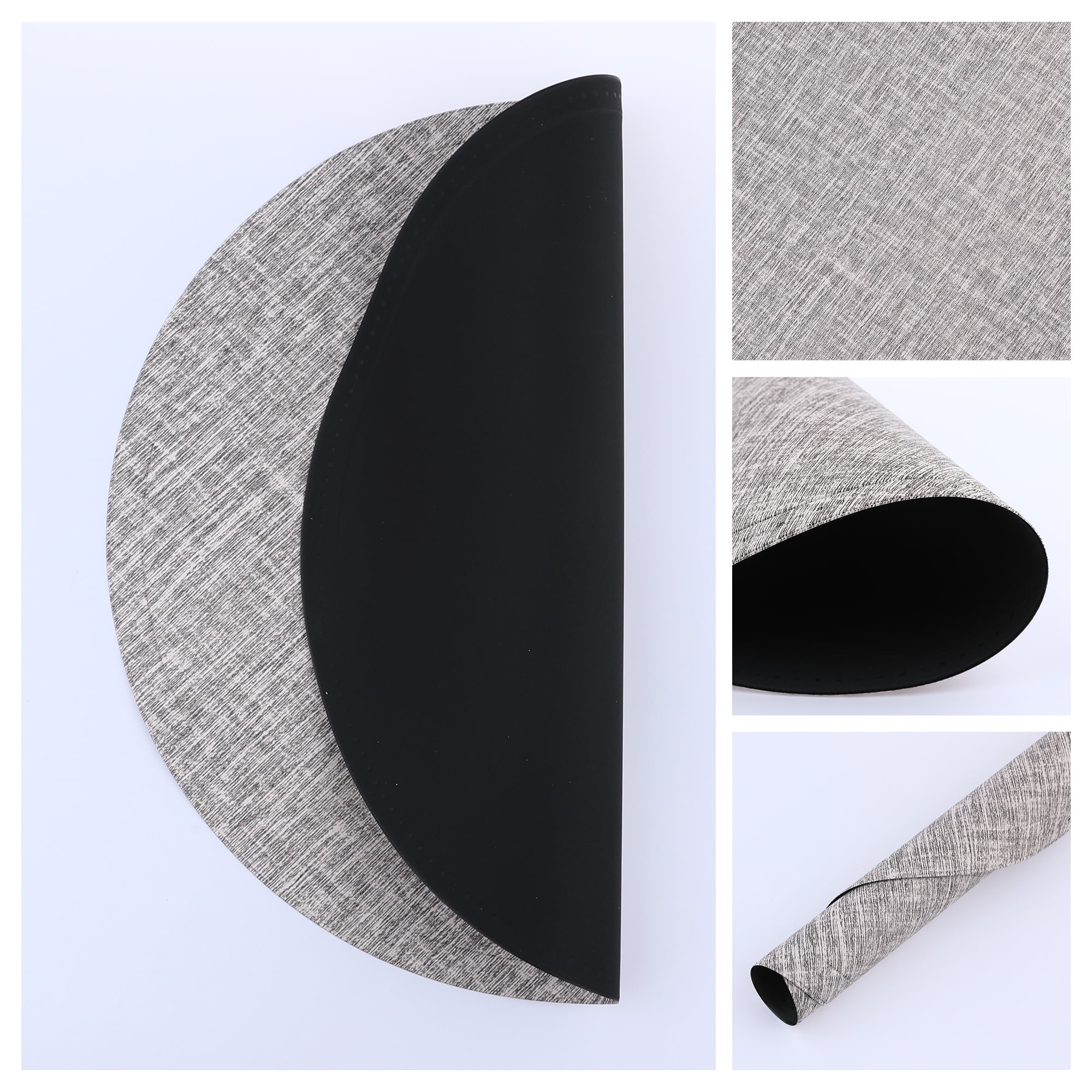 Unique Bargains Set of 6 PU Placemats for Kitchen Gray 15*15in