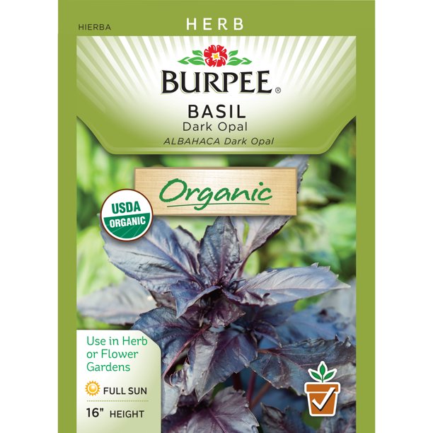 BurpeeBasil, Dark Opal Organic Seed Packet