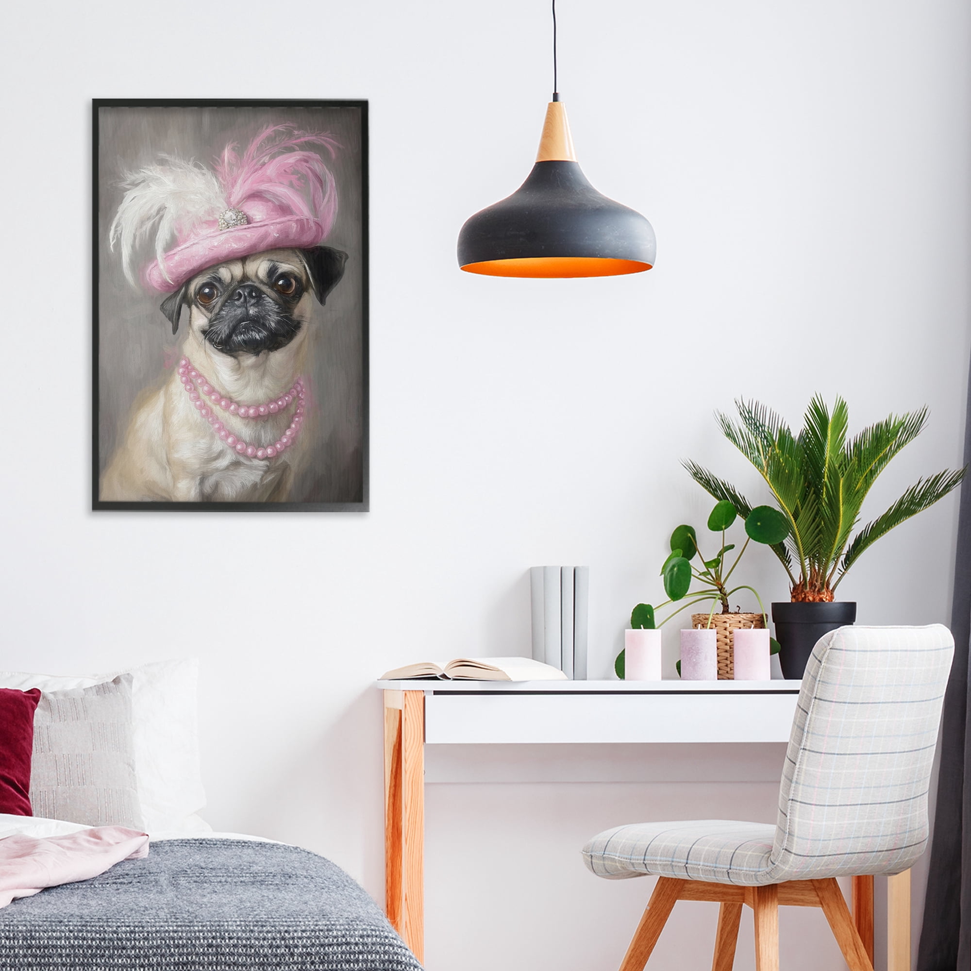 Stupell Industries Lady Pug Portrait Black Framed Giclee Art, design by Tina LeCour