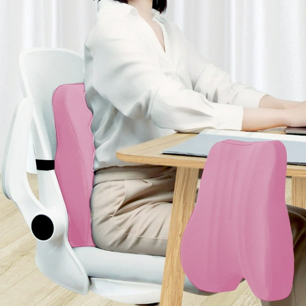 Cojín lumbar para silla de oficina - Almohada de espuma para el respaldo del hogar y el coche, azul/rosa/gris, 40x40x8cm, diseño ergonómico para comodidad sedentaria