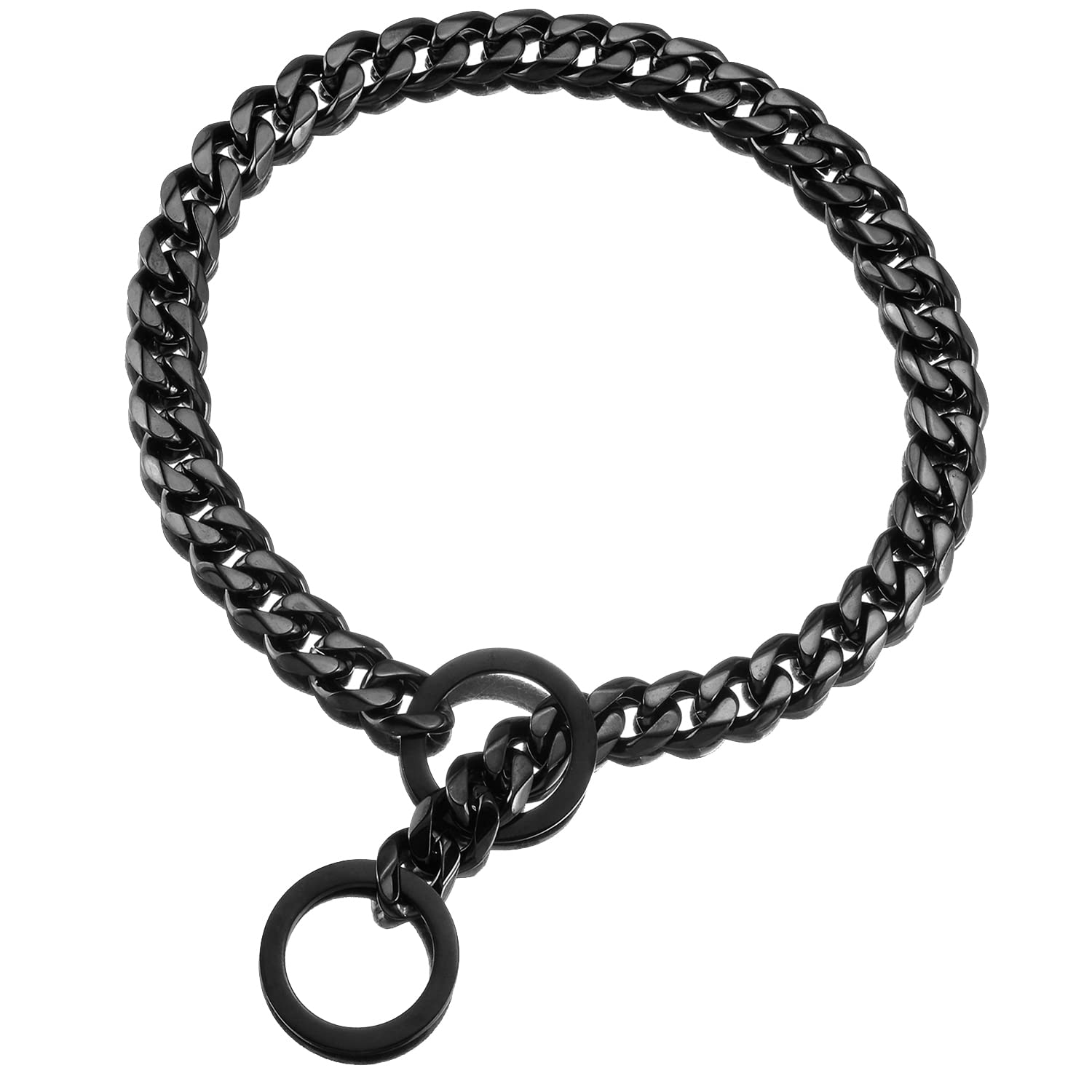 Black Dog Chain Collar 11mm Cuban Link Dog Chain Black Silp Collar