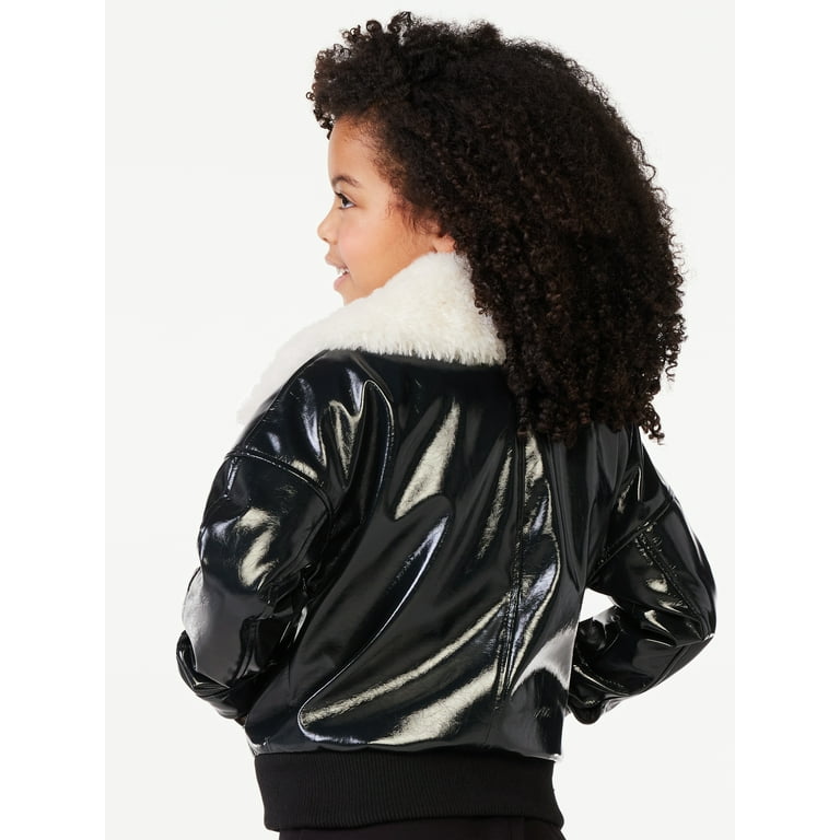 Faux Leather Bomber Jacket