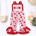 thumbnail image 2 of Staki Toddler Girls Valentine Outfits Toddler Girls Clothes Cute Print Overalls Casual Romper Bell Bottoms Suspender Jumpsuit 6-24M 2-5T(Red-a,18-24 Months), 2 of 7