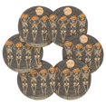 thumbnail image 7 of Yayeee 6 PCS Drink Coasters with Holder Set Woven Absorbent Round Tabletop Hot Pad, Beige Halloween Skeleton, 7 of 7