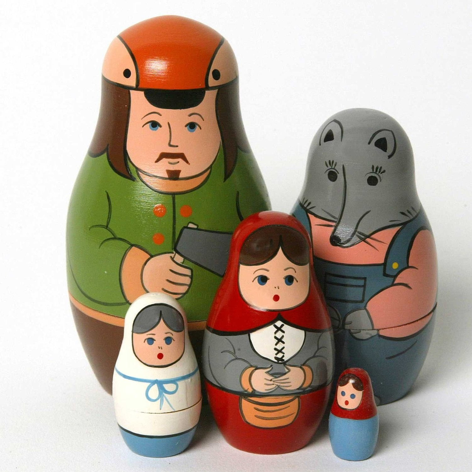 Little Red Riding Hood Matryoshka Russian Nesting Dolls Set of 5