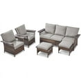 thumbnail image 6 of PARKWELL 5-Piece Outdoor Sectional Sofa Set with 3-Seat Sofa,2 Cushioned Lounge Chairs and 2 Ottoman Seat Foot Rest,Rattan Wicker Conversation Furniture Sets,Gray, 6 of 10