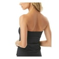 thumbnail image 2 of VINCE CAMUTO SWIM Women's Black Stretch Draped Ruffled Lined Convertible Adjustable Bandeau Tankini Swimsuit Top M, 2 of 2