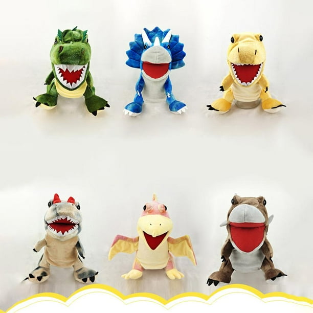 Marionetas de mano de dinosaurio, marionetas de mano de dinosaurio, juguete de peluche de dinosaurio de 11,8 pulgadas, instalación sin esfuerzo