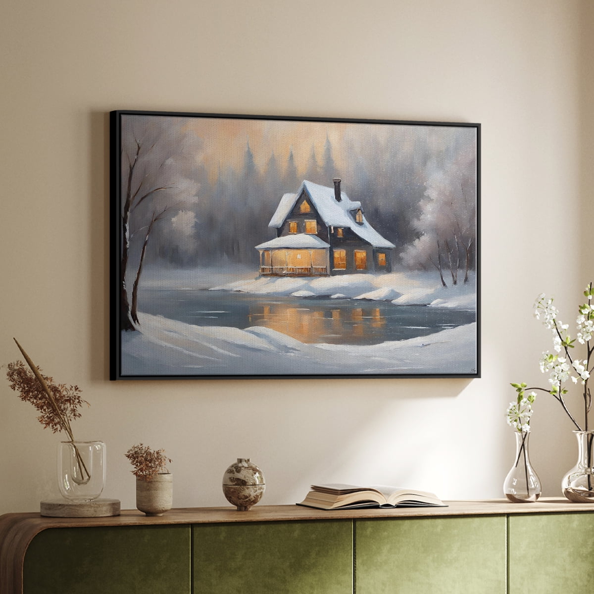 Vintage Landscape-CCXI By Wexford Home Framed in Black Wood Gallery Wrapped Canvas 17 in. x 25 in.