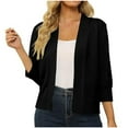 thumbnail image 1 of KIHOUT Cardigan Court Ouvert à Manches 3/4 Classique pour Femmes Léger en Tricot, 1 of 5
