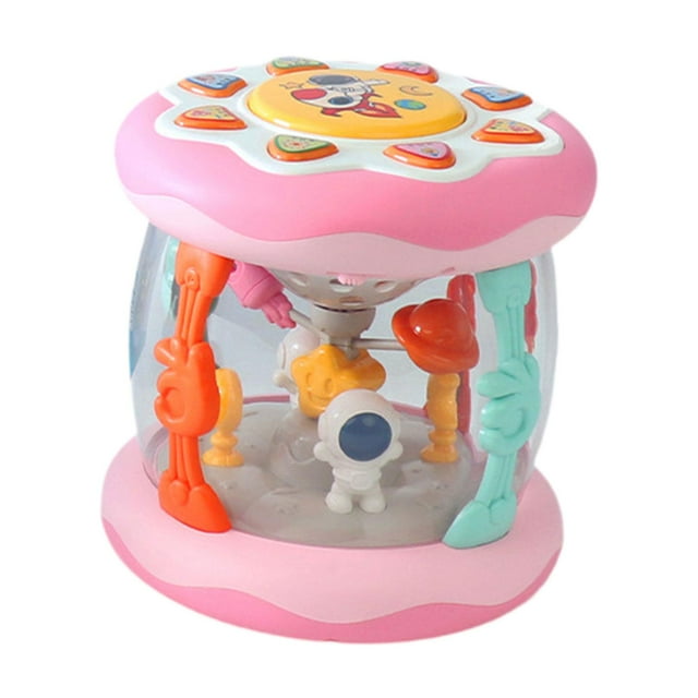 Juguete de tambor musical para bebé, mesa de actividades para niños de 1, 2, 3 y 4 años rosa