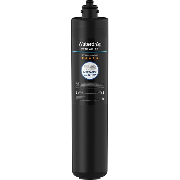Waterdrop RF15 Replacement Filter Cartridge For 15UA/15UB/15UC Under Sink Water Filter, Reduces PFOA/PFOS, PFAS, Lead, Chlorine, Bad Taste & Odor, NSF/ANSI 42 Certified, 19K Gallons High Capacity