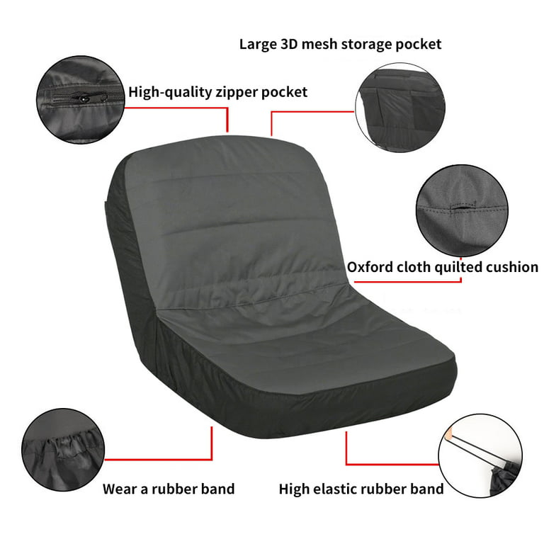 Universal Riding Lawn Mower Tractor Seat Cover Padded Comfort Pad Storage Pouch Medium, Size: One size, Black