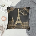 thumbnail image 2 of COMIO  Throw Pillow Cover Black Vintage Paris City of Love Eiffel Tower Chalkboard Tan Antique Decorative Pillow Case Home Decor Square Pillowcase, 2 of 5