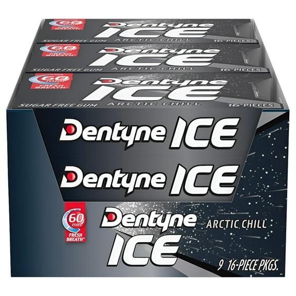 Dentyne Ice Arctic Chill Sugar-Free MDA05 Chewing Gum, 9 Packs of 16 Pieces (144 Total Pieces)