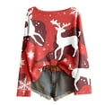 thumbnail image 4 of Fiaer Christmas Womens Long Sleeve T Shirts Plus Size Loose Fit Knit Tops Reindeer Snowflake Loose Fit Funny Graphic Tshirts Watermelon Red XXL, 4 of 4