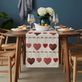 thumbnail image 2 of Red Love Table Runner - 48 Inch Long, Kitchen Dining Table Runner Dresser Scarves, Valentine's Day Heart Red Plaid Beige Farmhouse Decor for Coffee Tables Wedding Party Banquet, 2 of 8