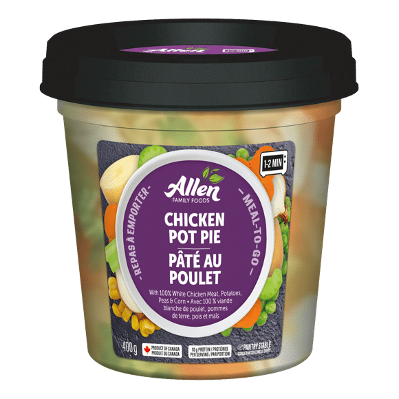 Allen Family Foods Meal-To-Go Chicken Pot Pie, 400 gram, Shelf Stable Tubs, 400 gram