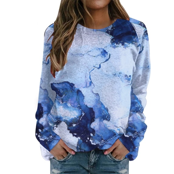 Long Sleeve Tops O Neck Loose Pullover Women Graphic Sweatshirts Comfy Retro Tops Daily Tops Tunic Sweatshirts