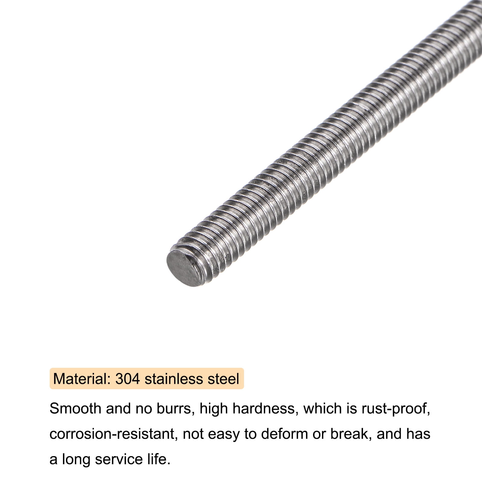Uxcell 25 PCS 8/32 Inch M4 Threaded Rods Studs with Hex Nuts, 200mm Length 304 Stainless Steel Fully Rod and Hex Nuts