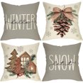 thumbnail image 1 of 4 Uds. Fundas Almohada Navideñas Estampadas Lino Decorativas 45x45cm, 1 of 9