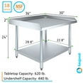 thumbnail image 3 of AmGood 30" x 36" Stainless Steel Equipment Stand | Height: 24" | Commercial Heavy Duty Grill Table, 3 of 6