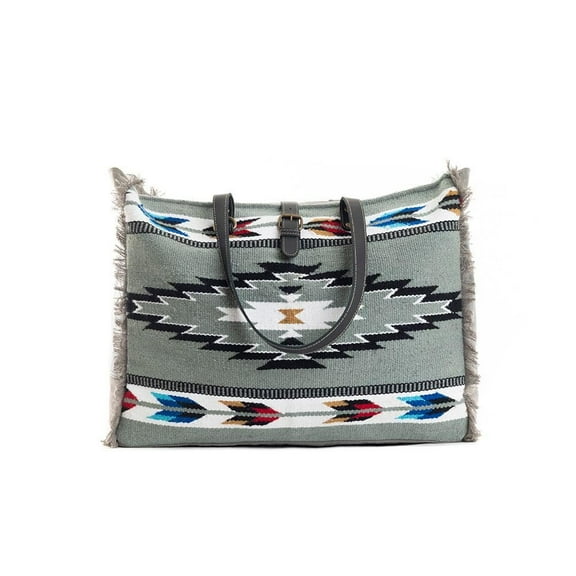 Myra Bag Western Leather Weekender Bag for Women - Upcycled Shoulder Handbag Cloud Gray