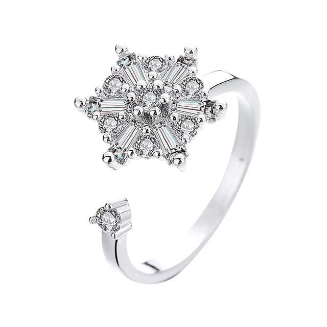 Rotatable Compression Adjustable Zircon Decompression Ring for Stress and Style