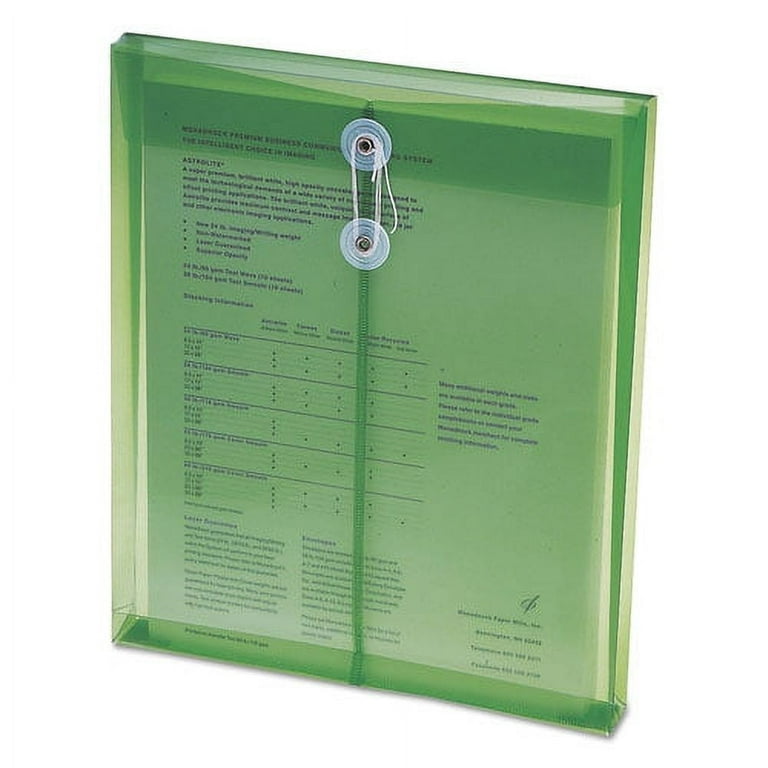 Poly String and Button Interoffice Envelopes, Open-End (Vertical), 9.75 x 11.63, Transparent Green, 5/Pack Poly String and Button Interoffice Envelopes, Open-End (Vertical), 9.75 x 11.63, Transparent Green, 5/Pack