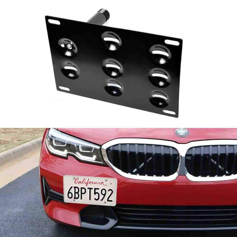 iJDMTOY No Drill Front Bumper Tow Hook License Plate Mounting Bracket