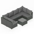 thumbnail image 5 of 7 Piece Outdoor Patio Furniture Set Black PE Rattan Wicker Sofa Set With Table,Grey, 5 of 7