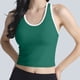 thumbnail image 4 of Tops Verde Oscuro para Mujeres Alta Elasticidad Ribbed Seamless Running Sports Top con Cojín de Pecho Integrado Daily, 4 of 7
