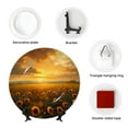 thumbnail image 4 of Bingfone Sunflower Sunset Rainfall Print Bone China Dinner Decorative Plates,Handmade Ceramic Dinner Plate with Stand for Home Club-7in, 4 of 6