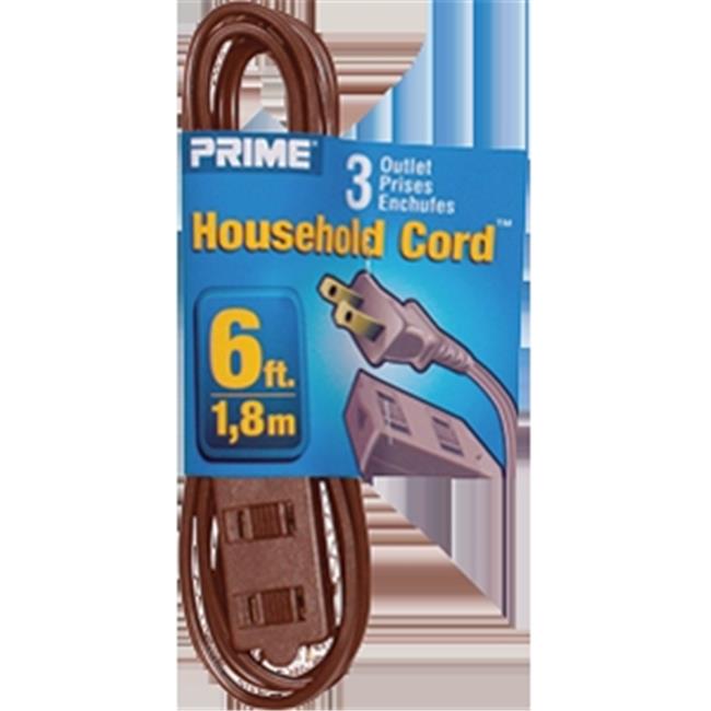 Prime Wire & Cable EC670606 6 ft. 16 - 02 - 15 Spt-2 Brown 3-Outlet Household Extension Cord