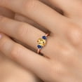 thumbnail image 4 of Gem Stone King 1.75 Ct Oval Checkerboard Yellow Citrine Blue Created Sapphire 18K Rose Gold Plated Silver Ring, 4 of 6