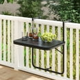thumbnail image 2 of Topbuy Patio Hanging Table Folding Balcony Railing Table w/ 3-Level Height All-Weather HIPS tabletop Suits for 1”-6” Railings, 2 of 10