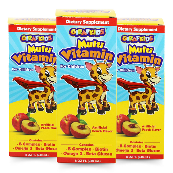 GirafKids Multivitamin for Kids with B Complex & Omega 3, 8 fl oz (3-Pack)