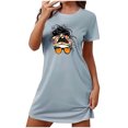 thumbnail image 1 of Birdeem Chemises de Nuit pour Femmes Chemise de Nuit Courte Surdimensionnée Mode Imprimé Poitrine Manches Courtes, 1 of 12