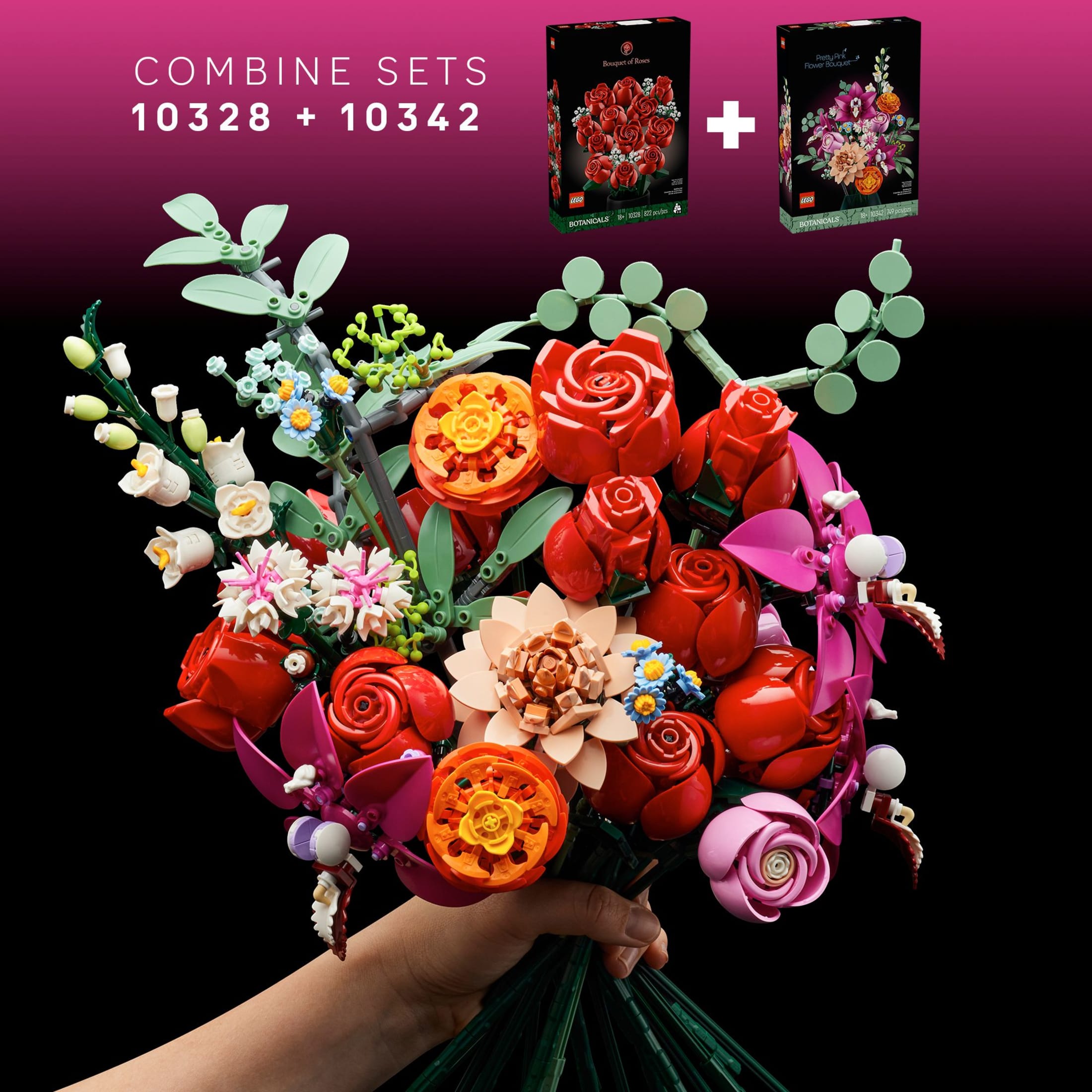 LEGO Botanicals Ramo de Rosas Artificiales - Flores Rojas Falsas Set de Construcción para Adultos, Mayores de 18 Años - Decoración para Mesa de Boda - Regalo para Bodas, Damas de Honor - 10328 8