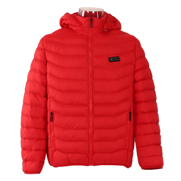 Chaqueta con calefacción de 11 áreas Chaquetas con calefacción eléctrica USB para exteriores Abrigo térmico con puntas cálidas Ropa Chaqueta de algodón calentable para hombres Rojo XXXXL