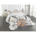 thumbnail image 3 of Ambesonne Garden Quilted Bedspread Set 3 Pcs, Circular Petals Butterfly, King Size, Orange Black White, 3 of 5