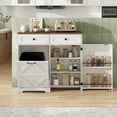 thumbnail image 2 of VEANERWOOD Tilt Out Trash Cabinet for 13 Gallon Garbage Can, Kitchen Storage Cabinet with Remove Odor, 2 Drawer and Spice Rack, White, 2 of 12