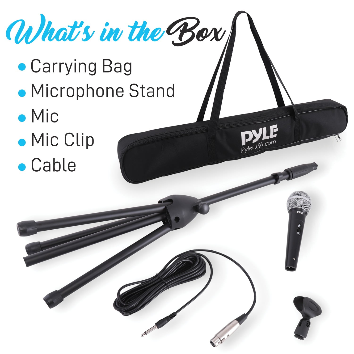Pyle PDMIC88ST - Dynamic Micro Kit - Pro Mic Kit with Micro Stand, Carrying Bag, and Cable