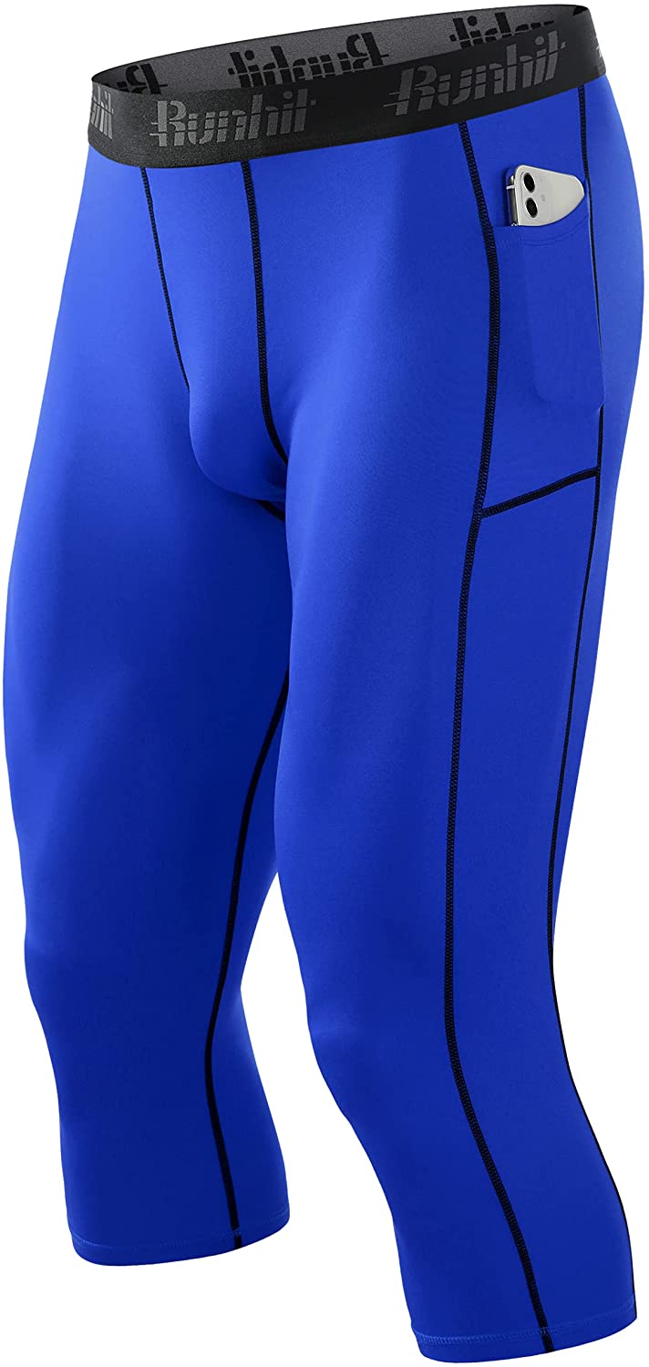 3/4 Compression Pants Men with Pockets 