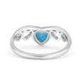 thumbnail image 4 of Hearts Petite Dainty Thumb Ring Lab Created Blue Opal Solid 925 Sterling Silver Size 7, 4 of 5
