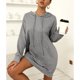 thumbnail image 2 of Vestido sudadera Manga larga Bolsillo Color puro Cuello en V Hasta la rodilla Vestido suéter informal para mujer Gris oscuro M, 2 of 6